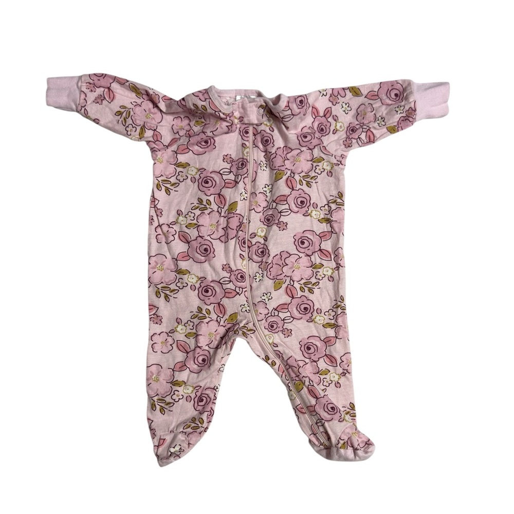 Gerber Pink Floral Baby Girl Footie Pajamas Onesie Size 0-3 Months
